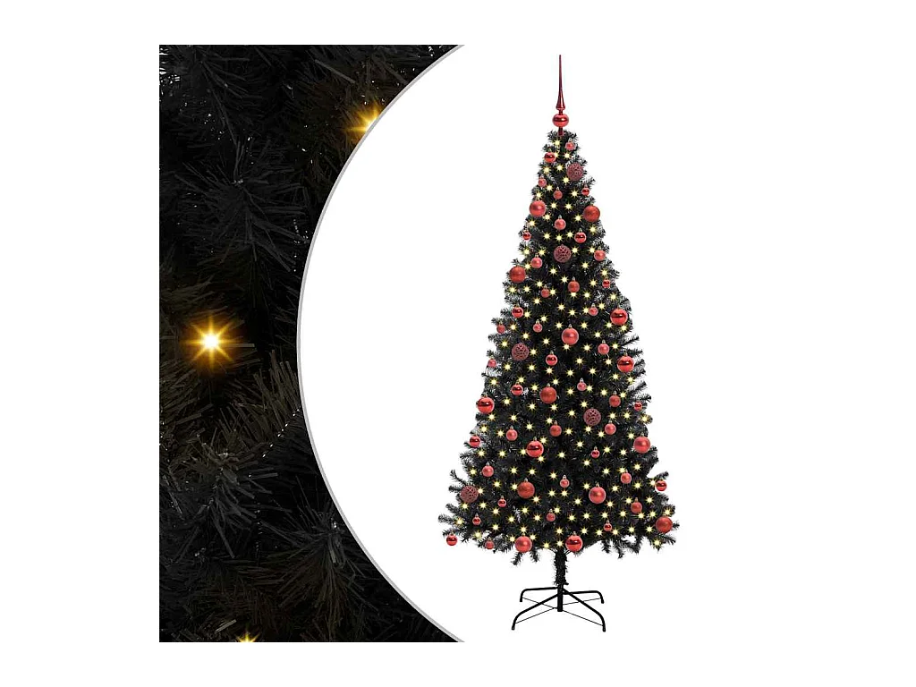 Sapin de Noël avec 300 LED avec support Noir 180 cm PVC