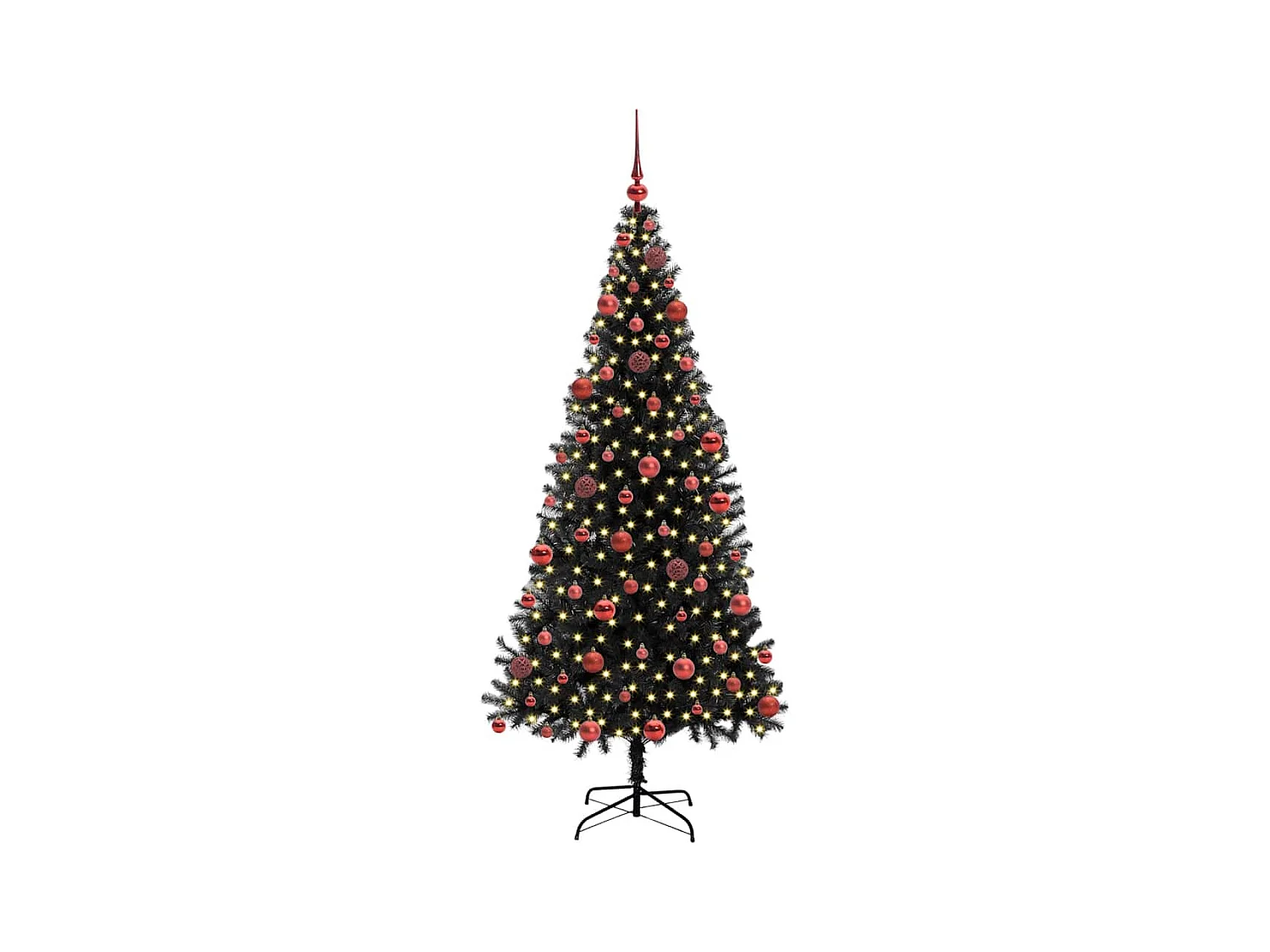Sapin de Noël avec 300 LED avec support Noir 180 cm PVC
