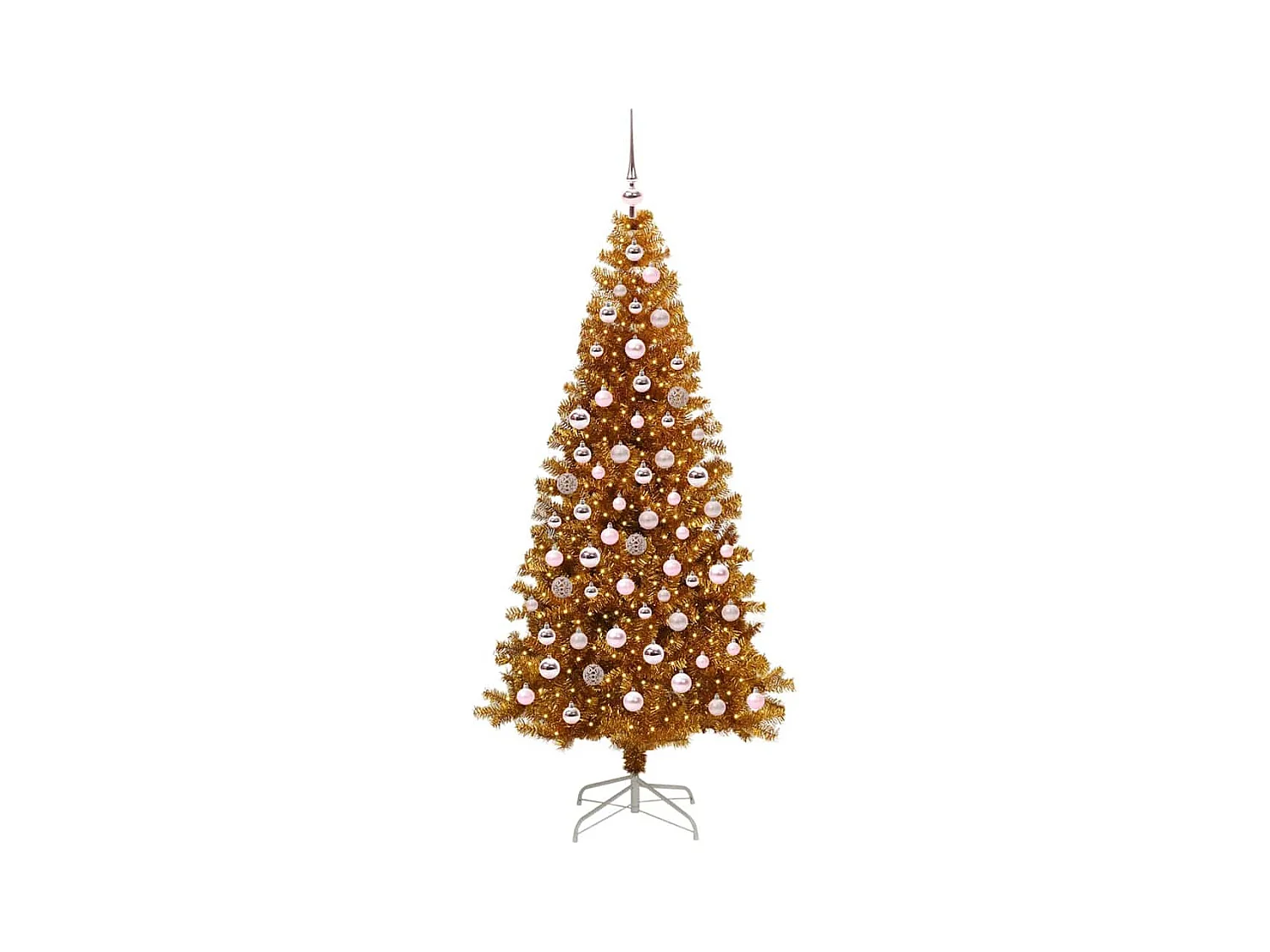 Sapin de Noël avec 300 LED avec support Doré 180 cm PET