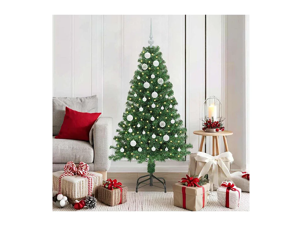 Kunstkerstboom Groen 150 cm PVC en Staal en Kunststof