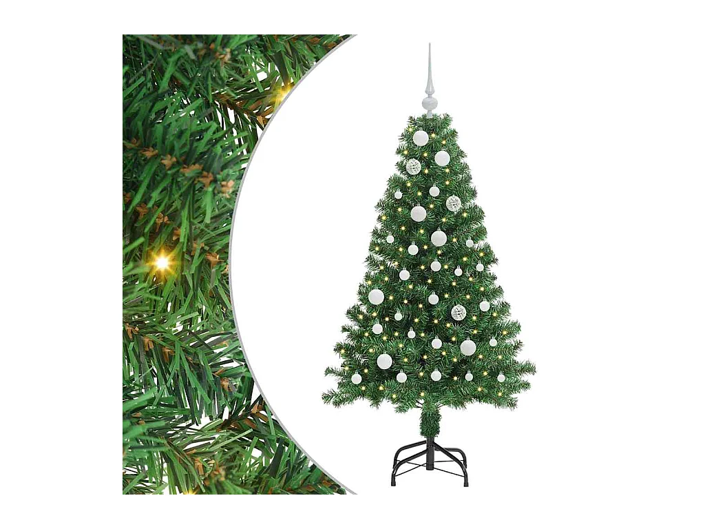 Kunstkerstboom Groen 150 cm PVC en Staal en Kunststof