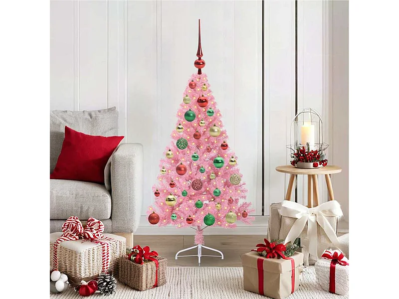 Sapin de Noël artificiel pré-éclairé Rose 120 cm PVC