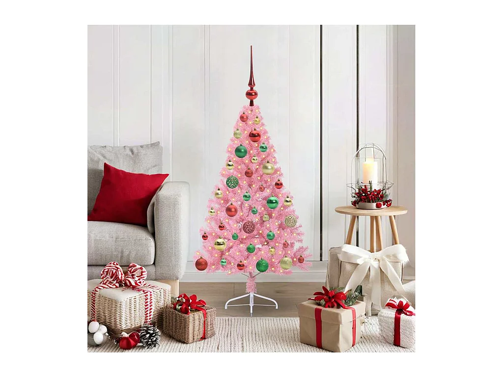 Sapin de Noël artificiel pré-éclairé Rose 120 cm PVC