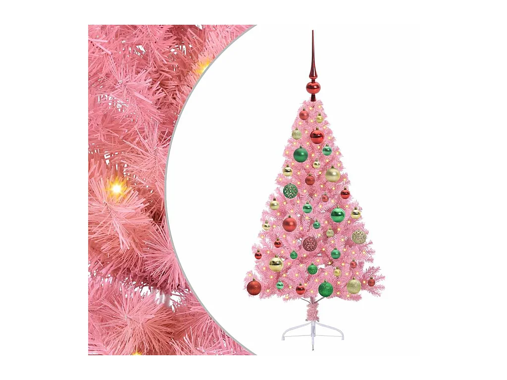 Sapin de Noël artificiel pré-éclairé Rose 120 cm PVC