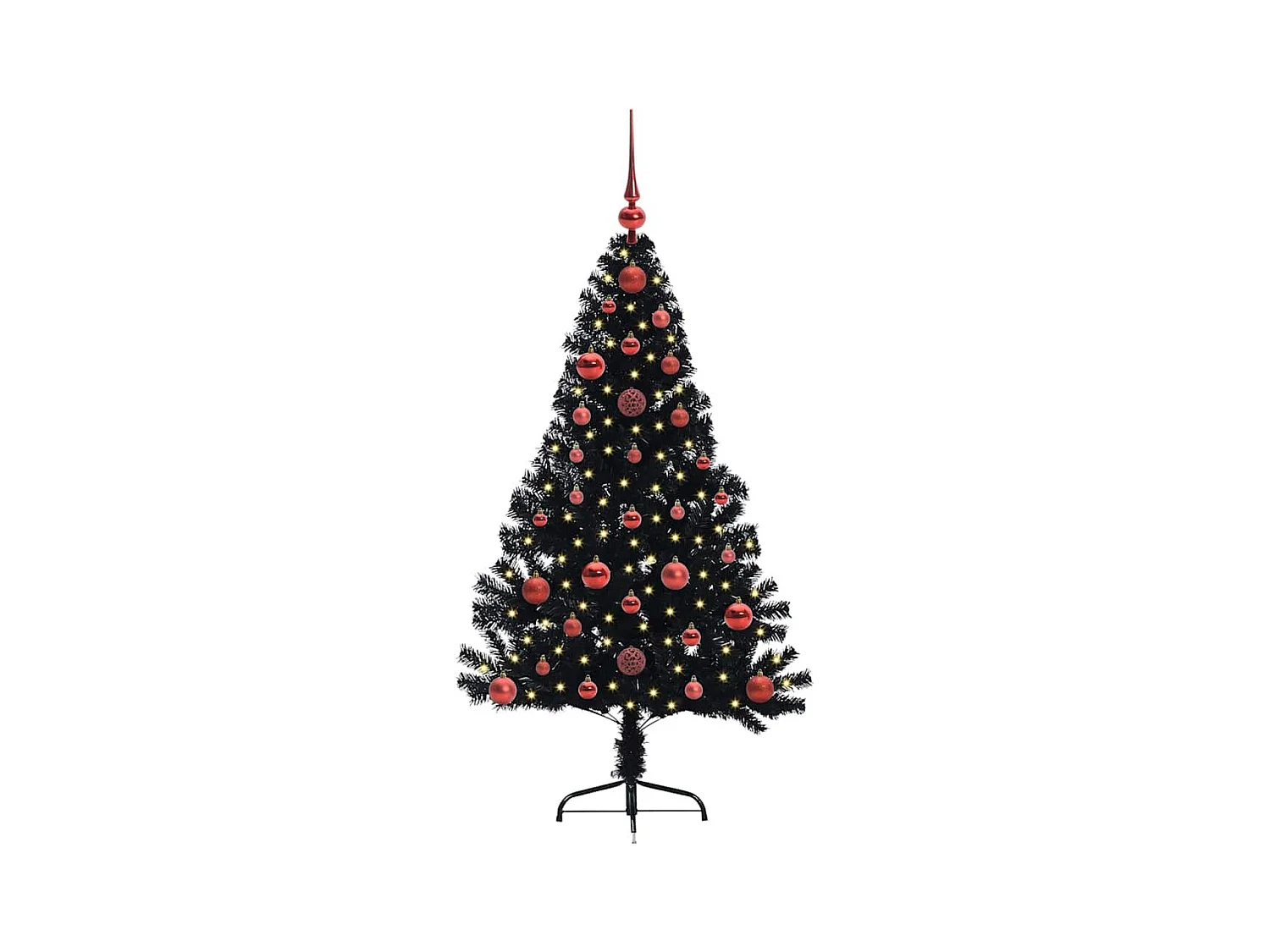 Árbol de Navidad Artificial Preiluminado Negro 120 cm PVC