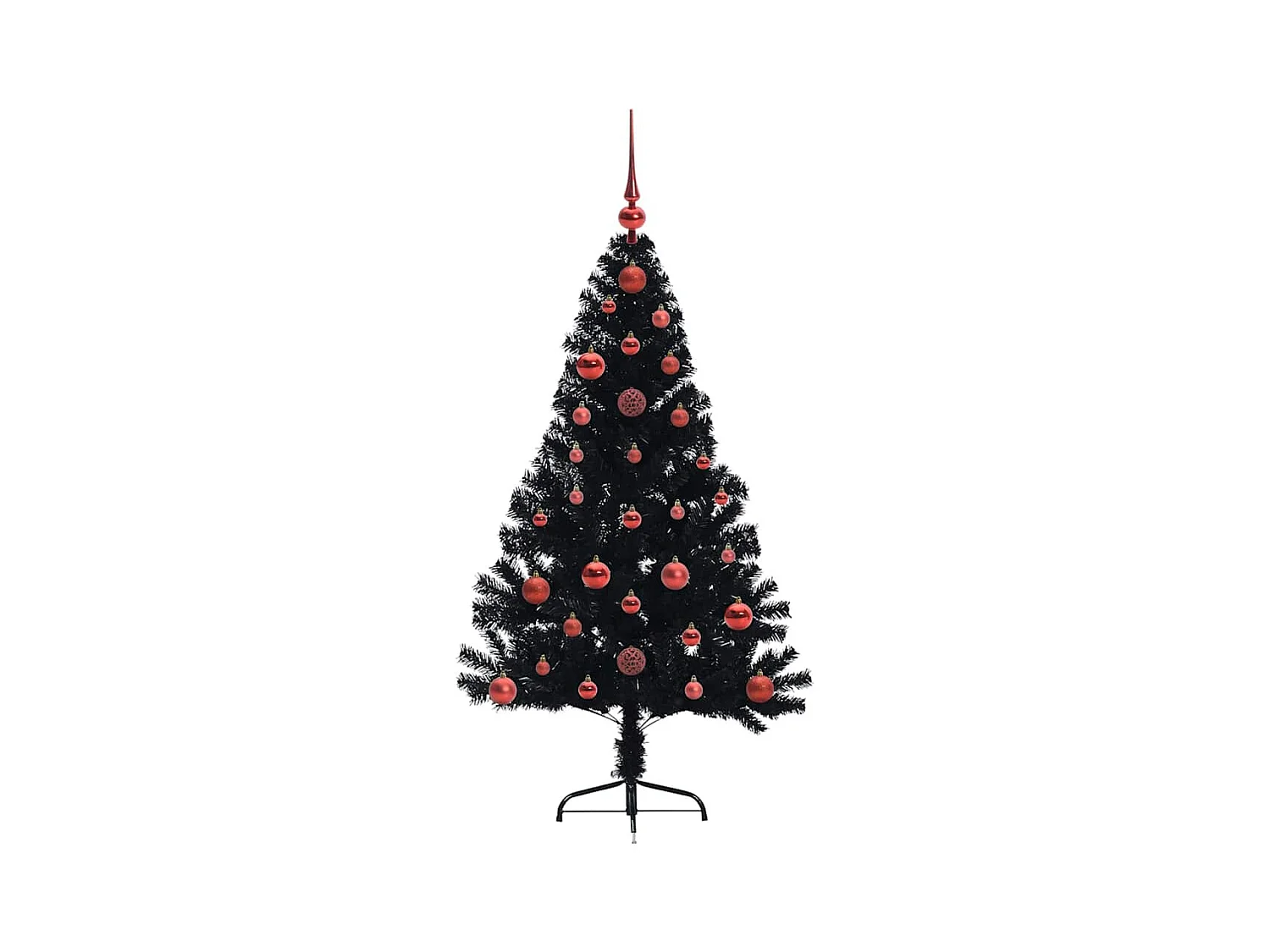 Árbol de Navidad Artificial Preiluminado Negro 120 cm PVC