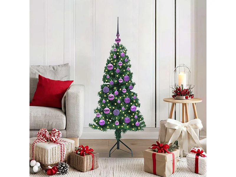 Arbre de Noël artificiel d'angle Vert 120 cm PVC et métal