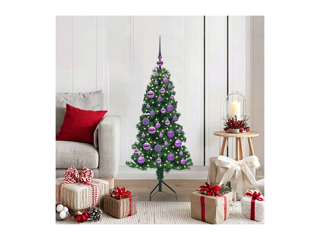 Arbre de Noël artificiel d'angle Vert 120 cm PVC et métal