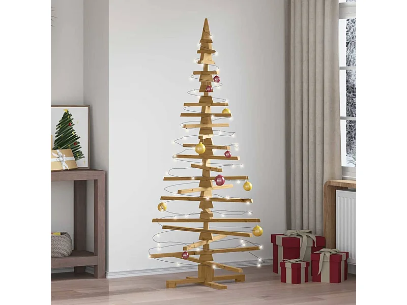 Arbre de Noël en bois Marron 180 cm Bois massif en pin
