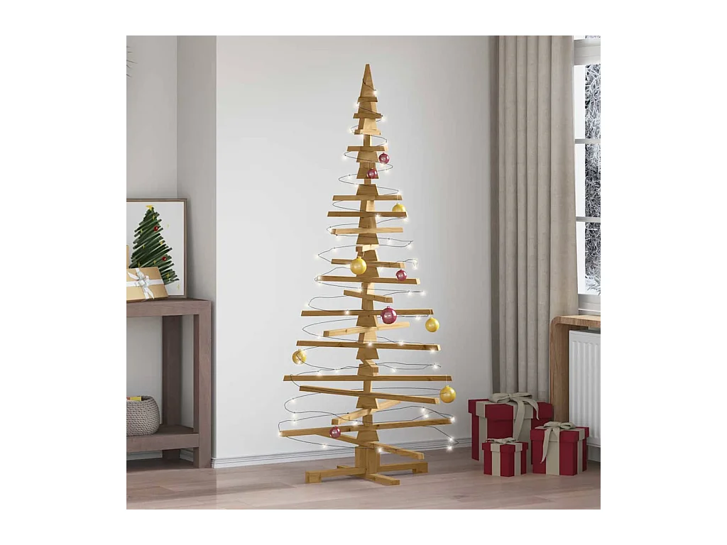 Arbre de Noël en bois Marron 180 cm Bois massif en pin