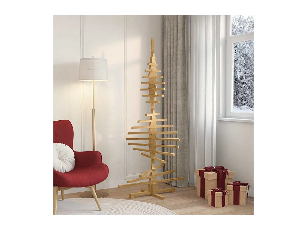 Arbre de Noël en bois Marron 180 cm Bois massif en pin