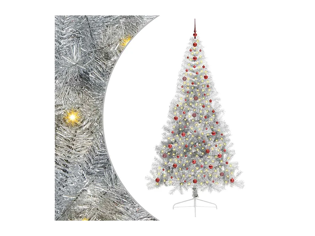 Kunststof Voorverlichte Kerstboom met 300 LED Zilver 240 cm PET