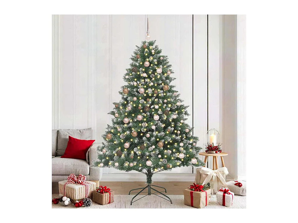 Sapin de Noël artificiel avec 300 LED Vert 140 x 140 x 210 cm