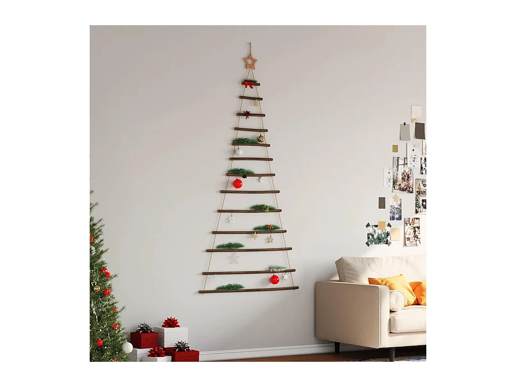Árbol de Navidad colgante con estrella en la punta, 86 x 180 cm, rama natural