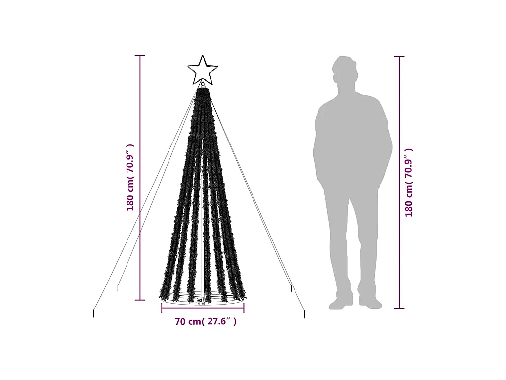 Árbol de Navidad LED 275 LEDs azul 180 cm