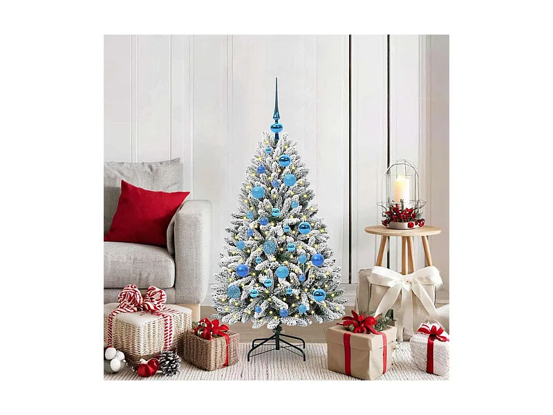 Sapin de Noël artificiel Vert et blanc 120 cm PVC et métal