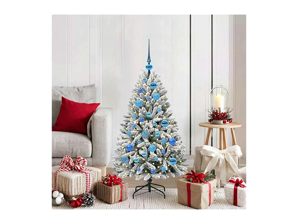 Sapin de Noël artificiel Vert et blanc 120 cm PVC et métal