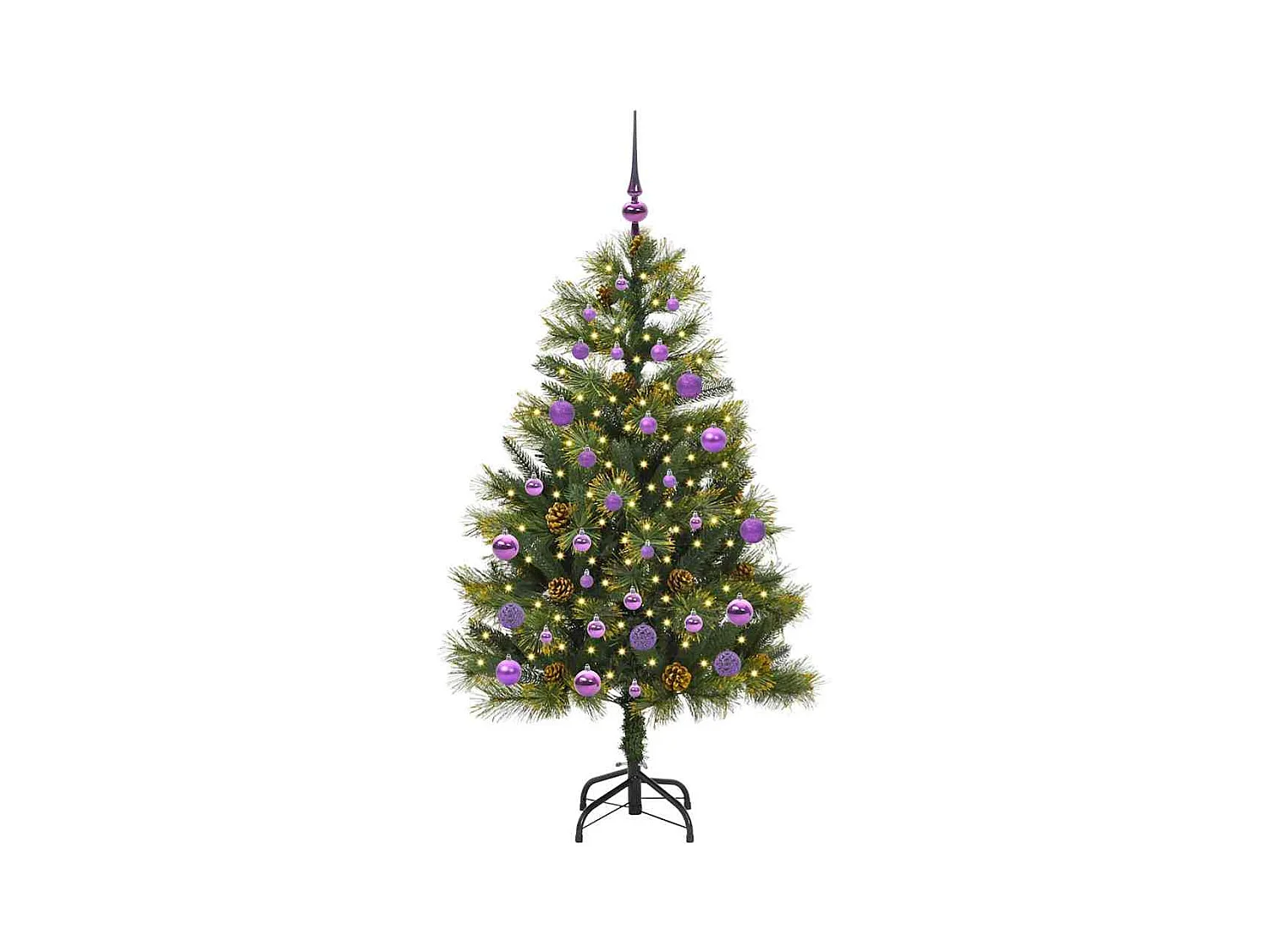Sapin de Noël artificiel avec branches pliables et cônes 150 cm
