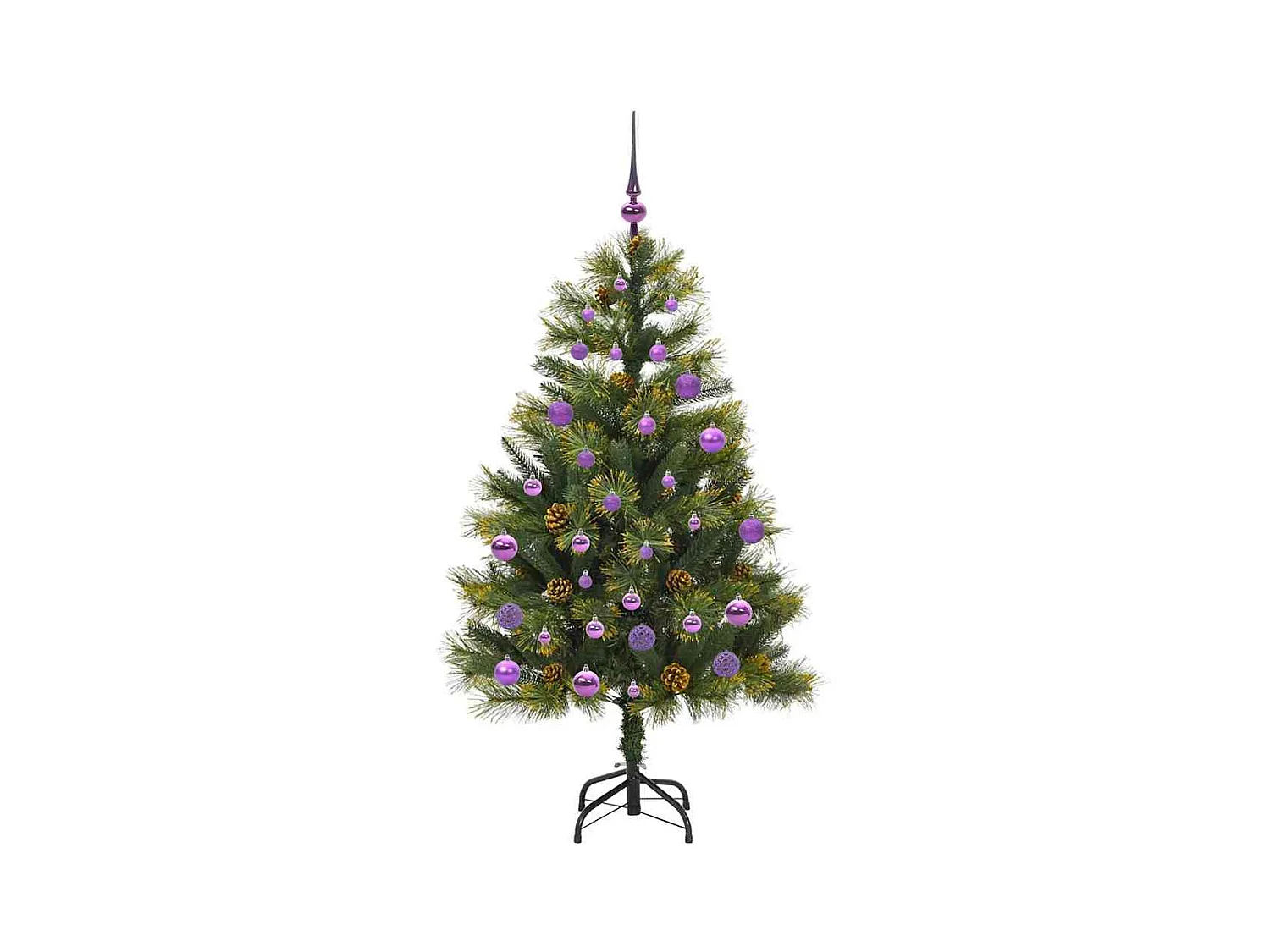 Sapin de Noël artificiel avec branches pliables et cônes 150 cm