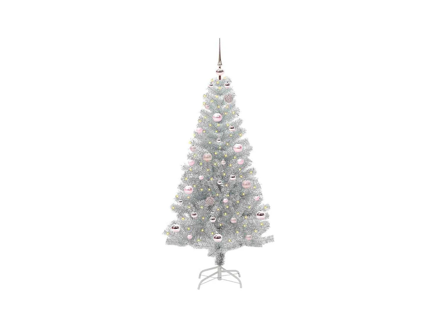 Sapin de Noël avec 150 LED avec support Argent 150 cm PET