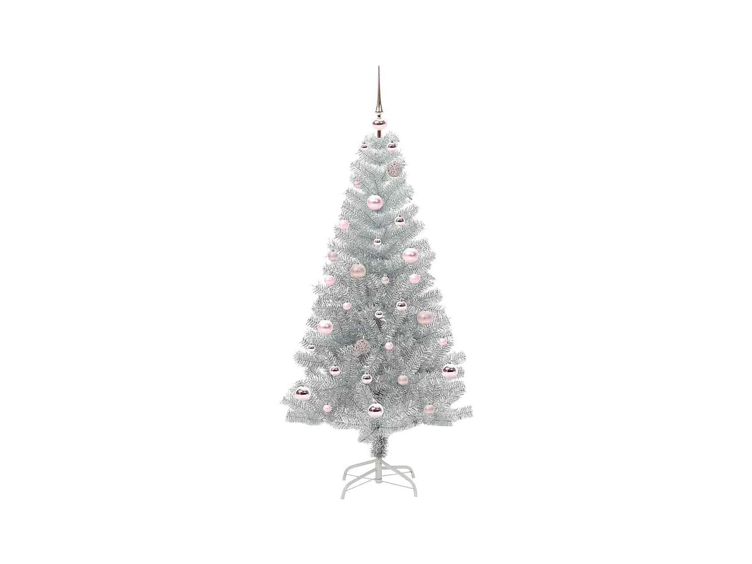 Sapin de Noël avec 150 LED avec support Argent 150 cm PET