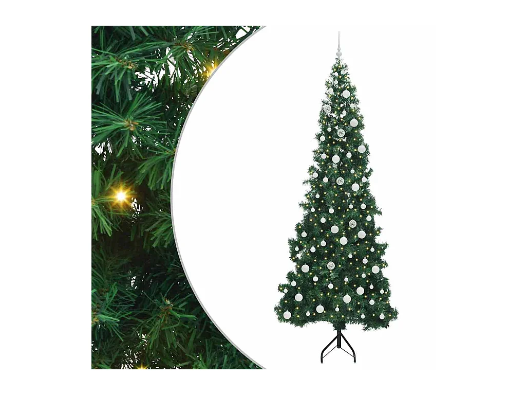 Árbol de Navidad Artificial de Esquina Verde 240 cm PVC y Metal