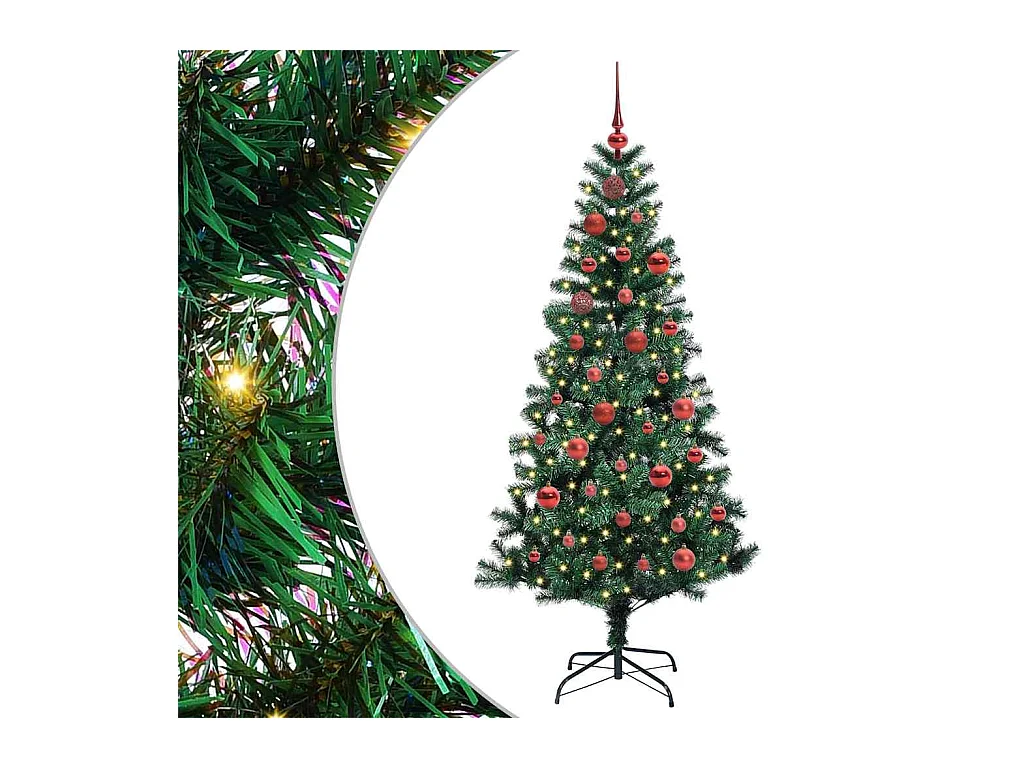 Sapin de Noël artificiel pré-éclairé Vert 150 cm PVC et métal