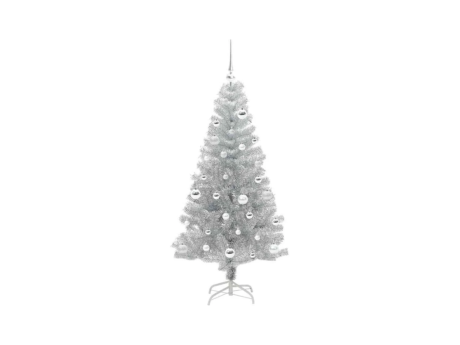 Sapin de Noël avec 150 LED avec support Argent 150 cm PET