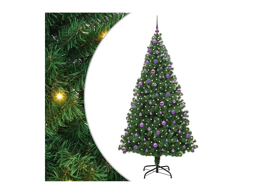 Kunstkerstboom Groen 210 cm PVC en Staal en Kunststof