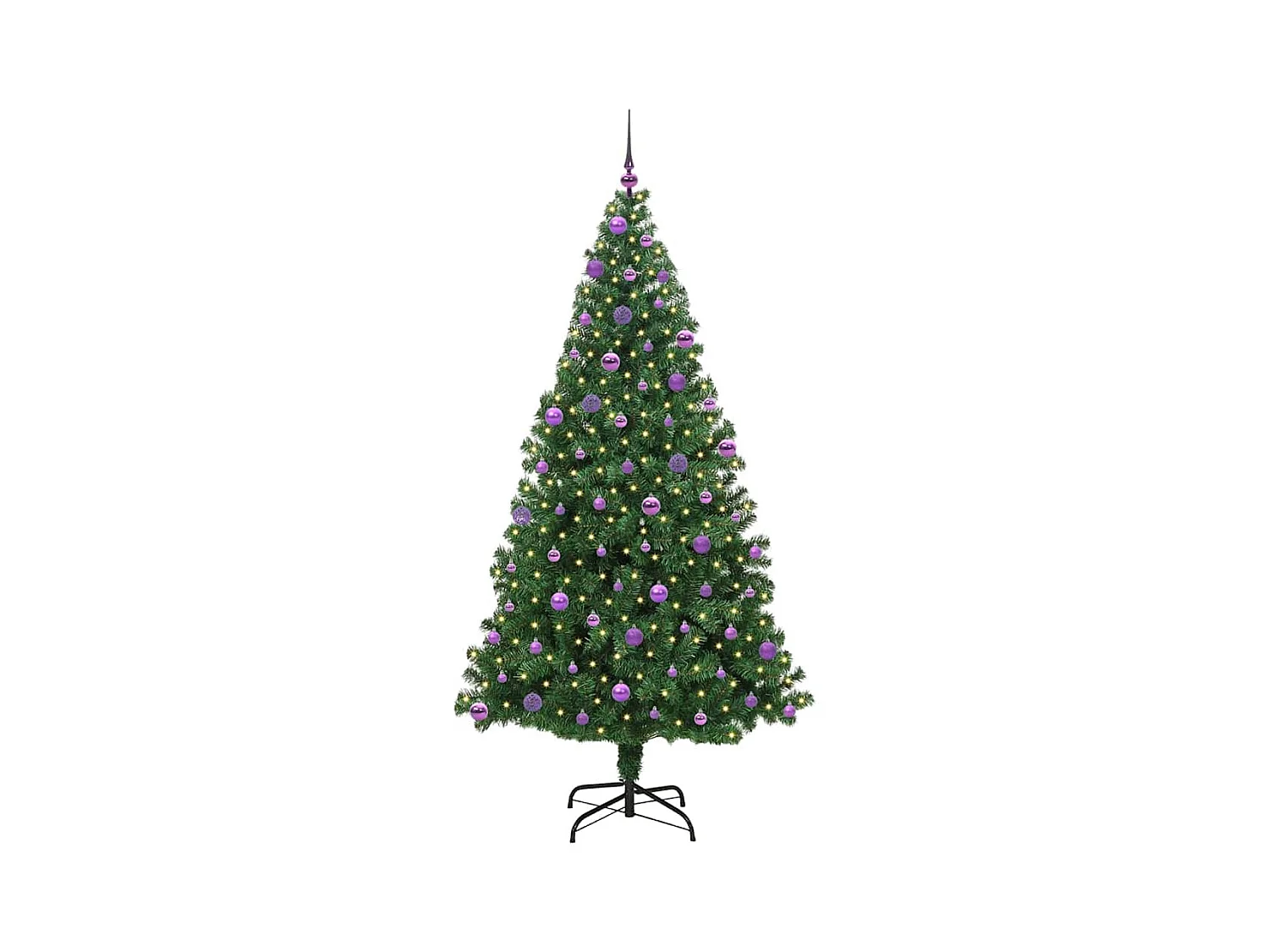 Kunstkerstboom Groen 210 cm PVC en Staal en Kunststof