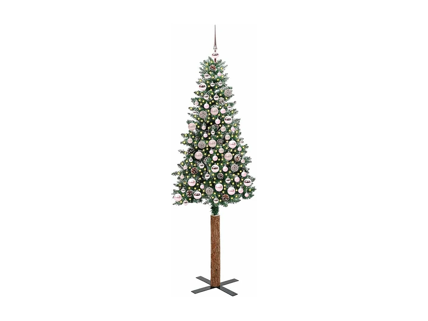 Árbol de Navidad Delgado con 300 LED con soporte Verde y 180 cm