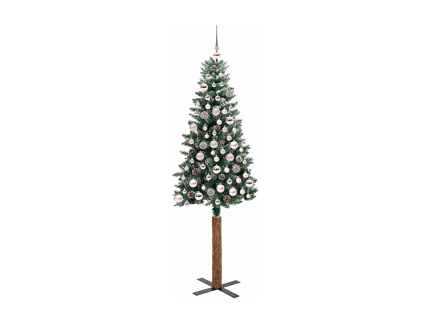 Árbol de Navidad Delgado con 300 LED con soporte Verde y 180 cm
