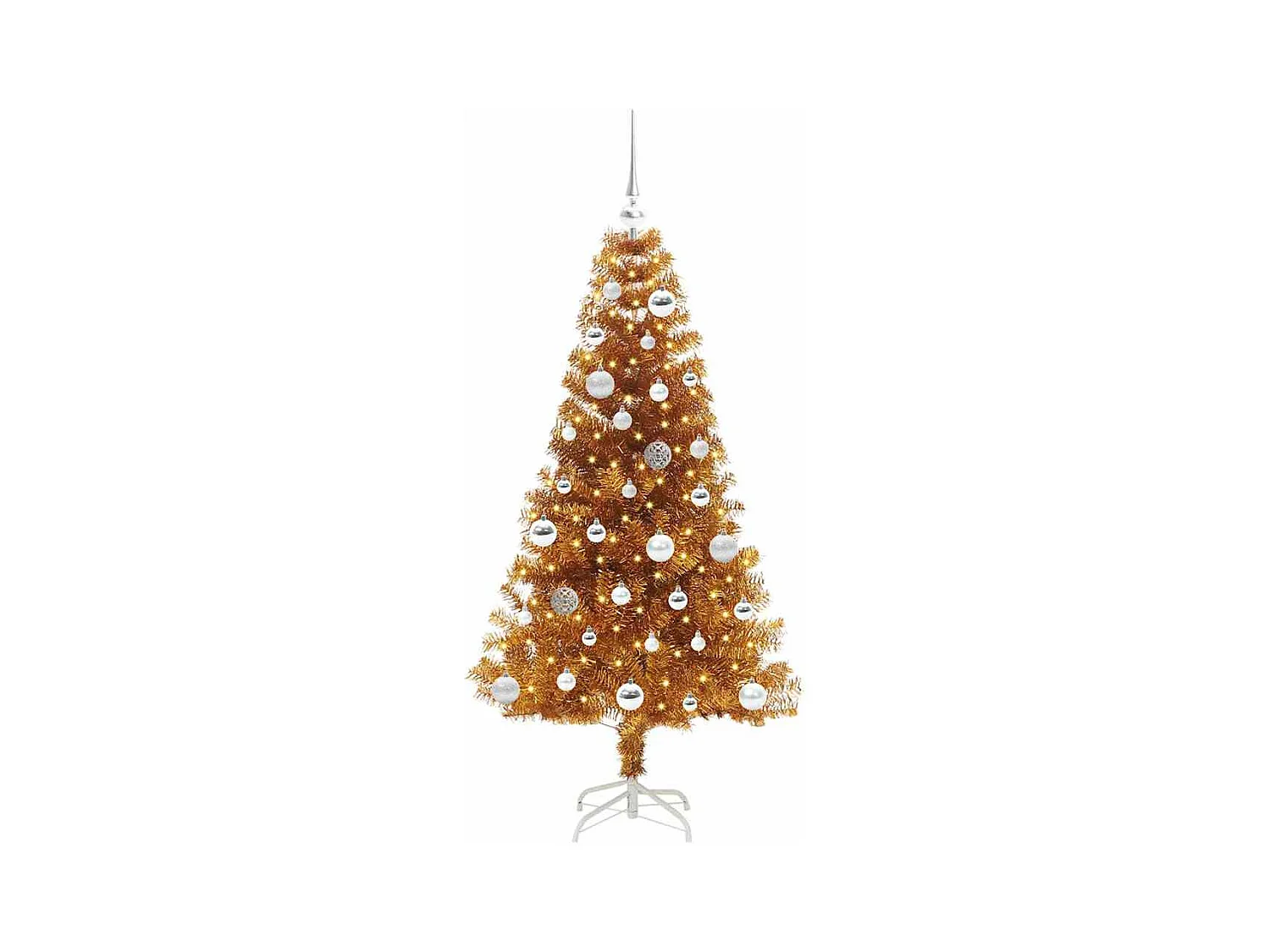 Árvore de Natal com 150 LEDs com suporte Ouro 150 cm PET