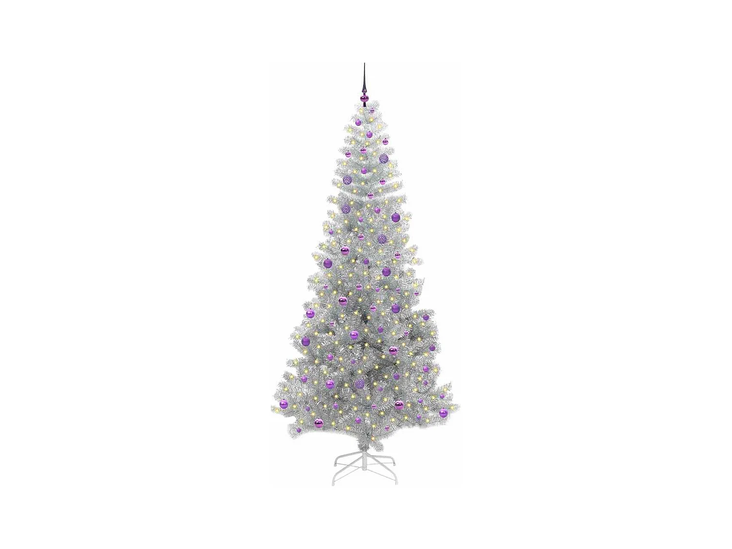 Sapin de Noël avec 300 LED avec support Argent 240 cm PET