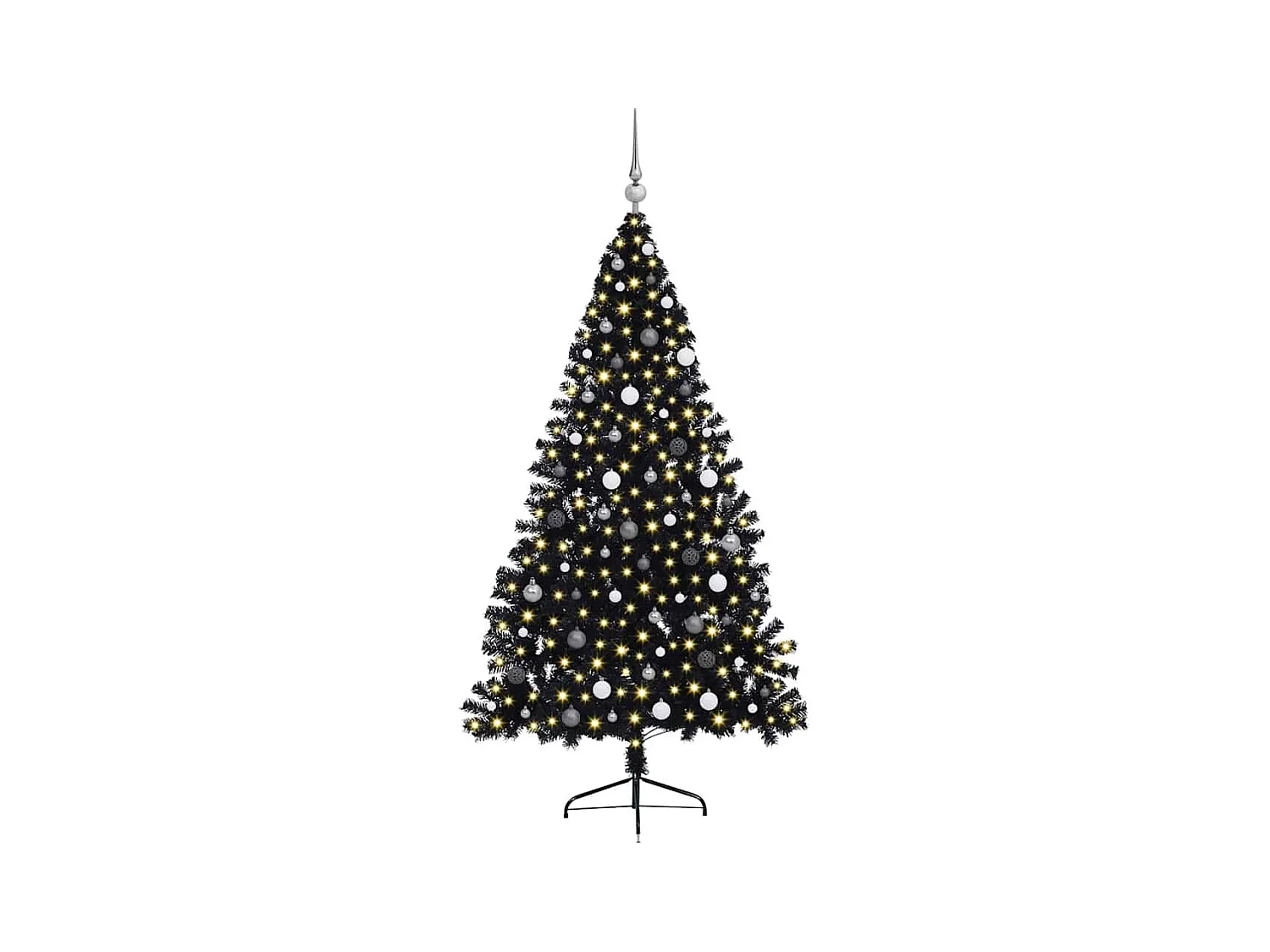 Árbol de Navidad Artificial Preiluminado Negro 210 cm PVC