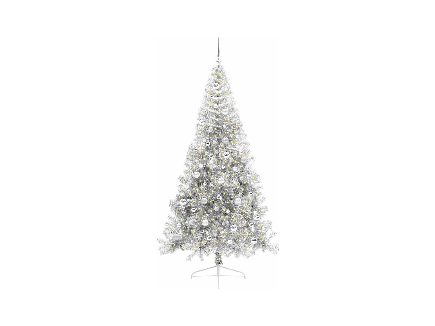 Árbol de Navidad Artificial Preiluminado Plateado 210 cm PET