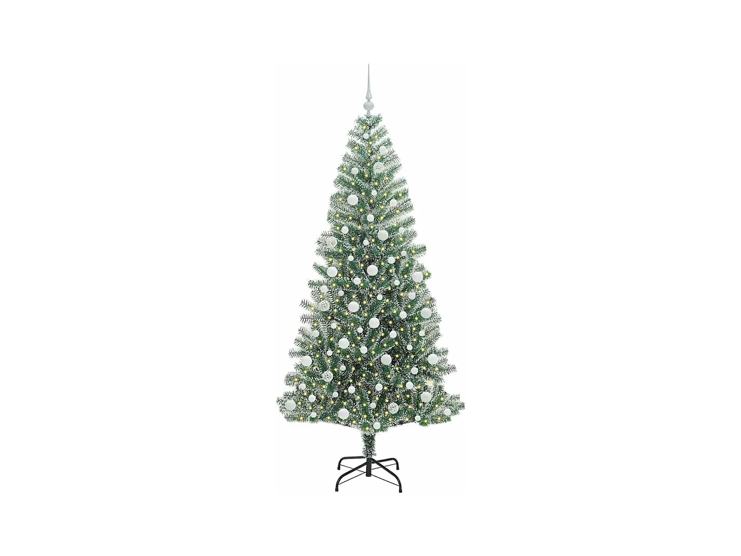 Árbol de Navidad Artificial Nevado con Luz LED Verde y 210 cm