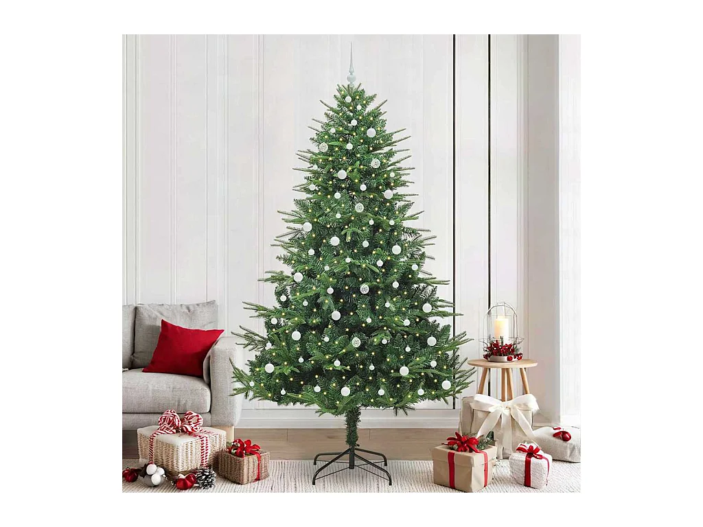 Sapin de Noël artificiel pré-éclairé avec set de boules Vert