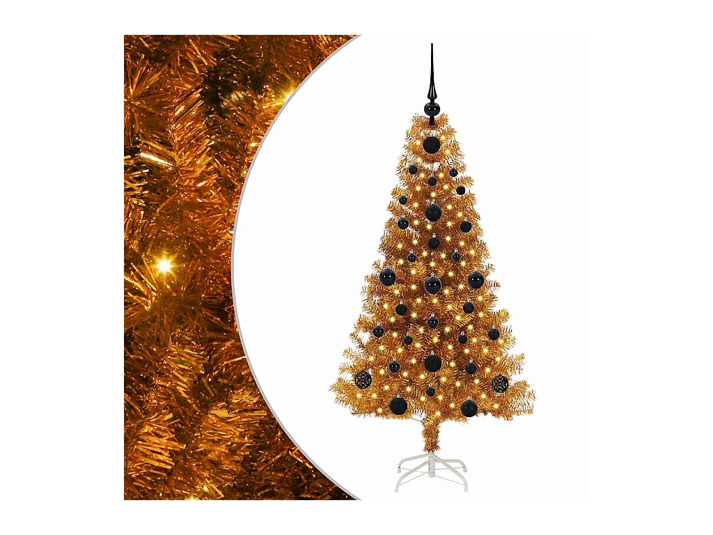 Árbol de Navidad con 150 LED con soporte Dorado 120 cm PET