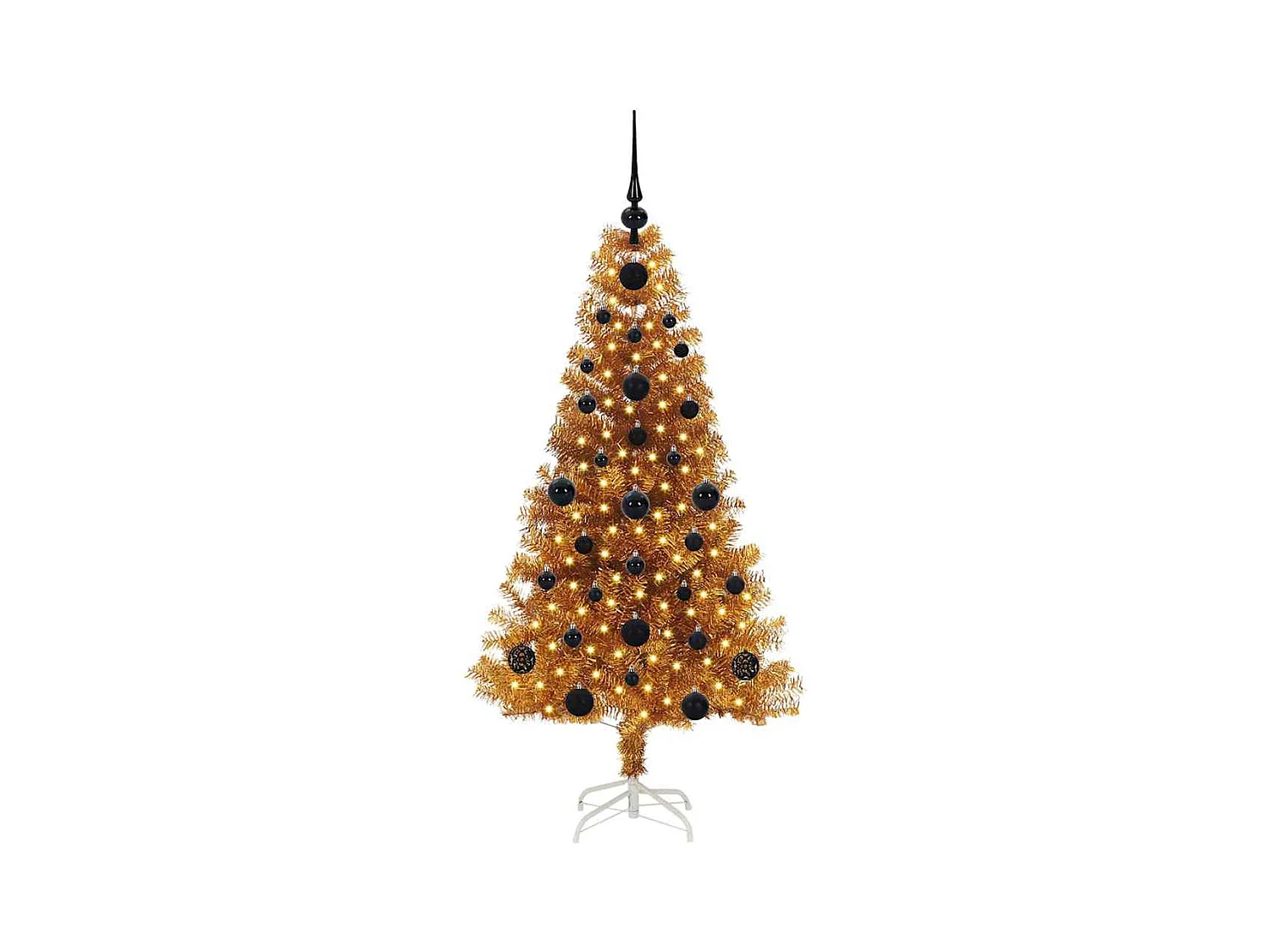 Árbol de Navidad con 150 LED con soporte Dorado 120 cm PET
