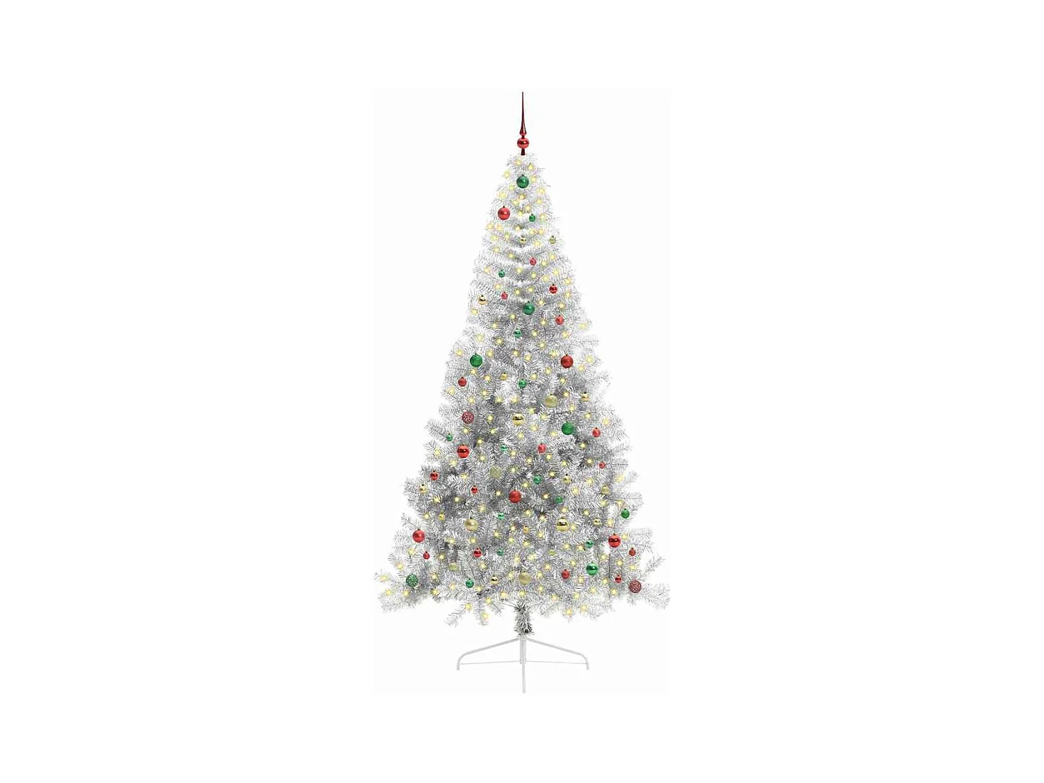 Sapin de Noël artificiel pré-éclairé Argent 240 cm PET