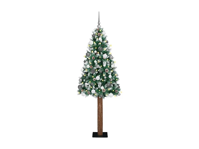 Sapin de Noël mince avec 300 LED Vert et blanc 210 cm