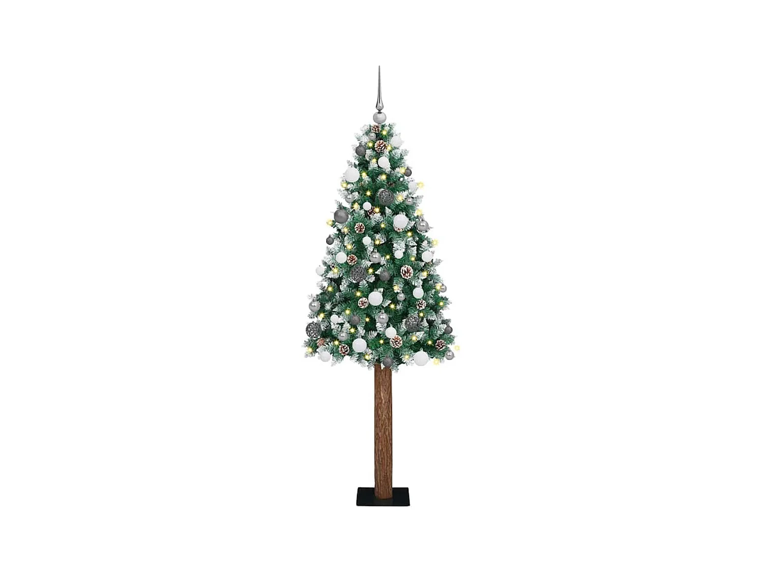 Árbol de Navidad Delgado con 300 LED con soporte Verde y 210 cm