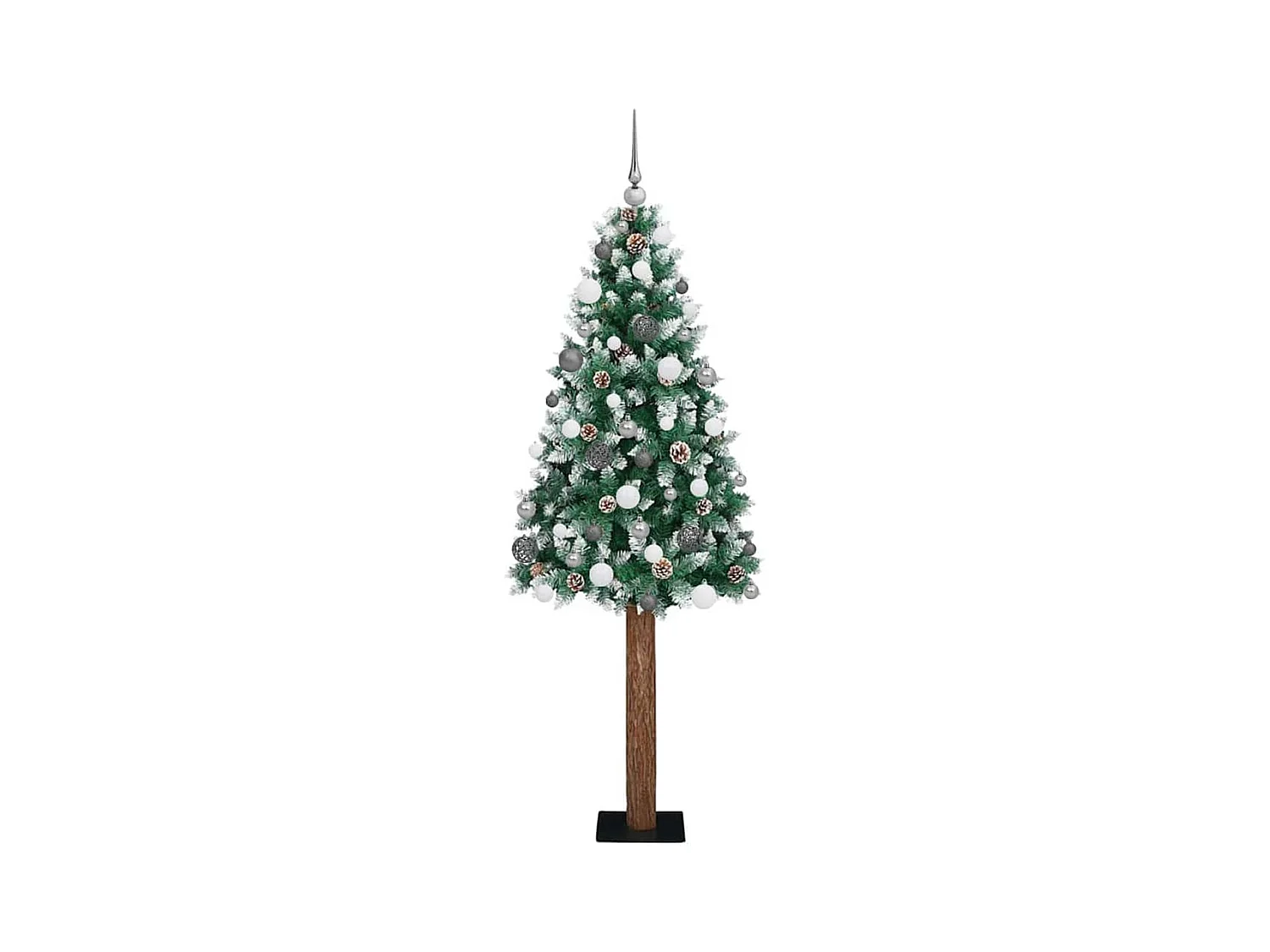 Árbol de Navidad Delgado con 300 LED con soporte Verde y 210 cm