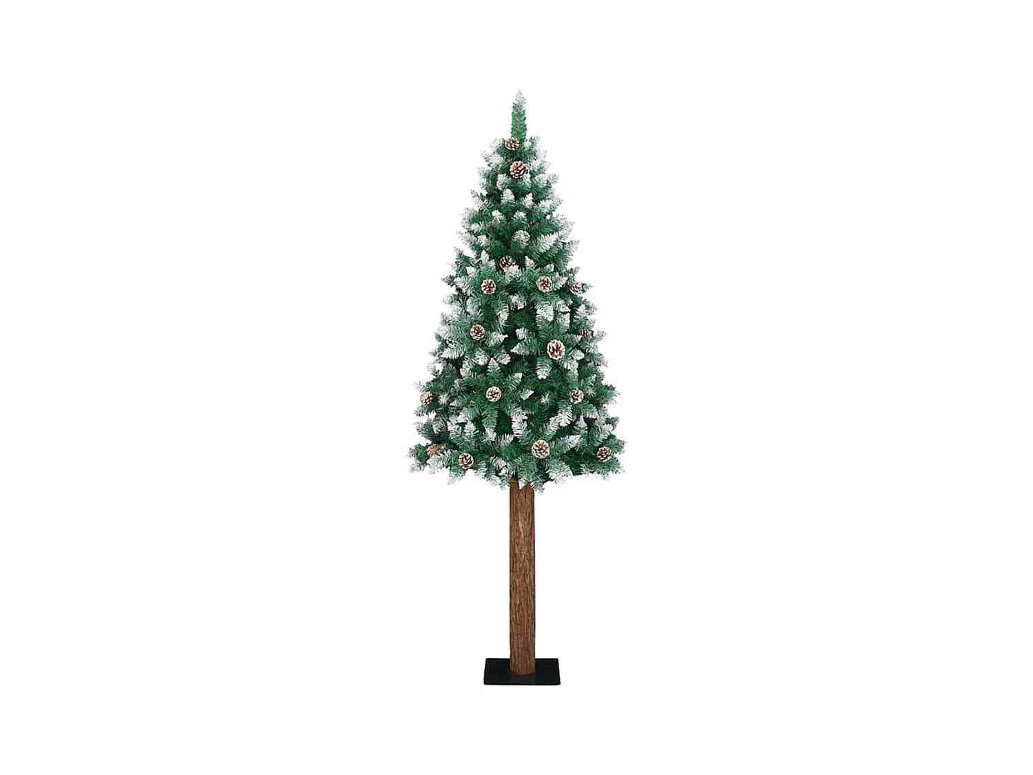 Árbol de Navidad Delgado con 300 LED con soporte Verde y 210 cm