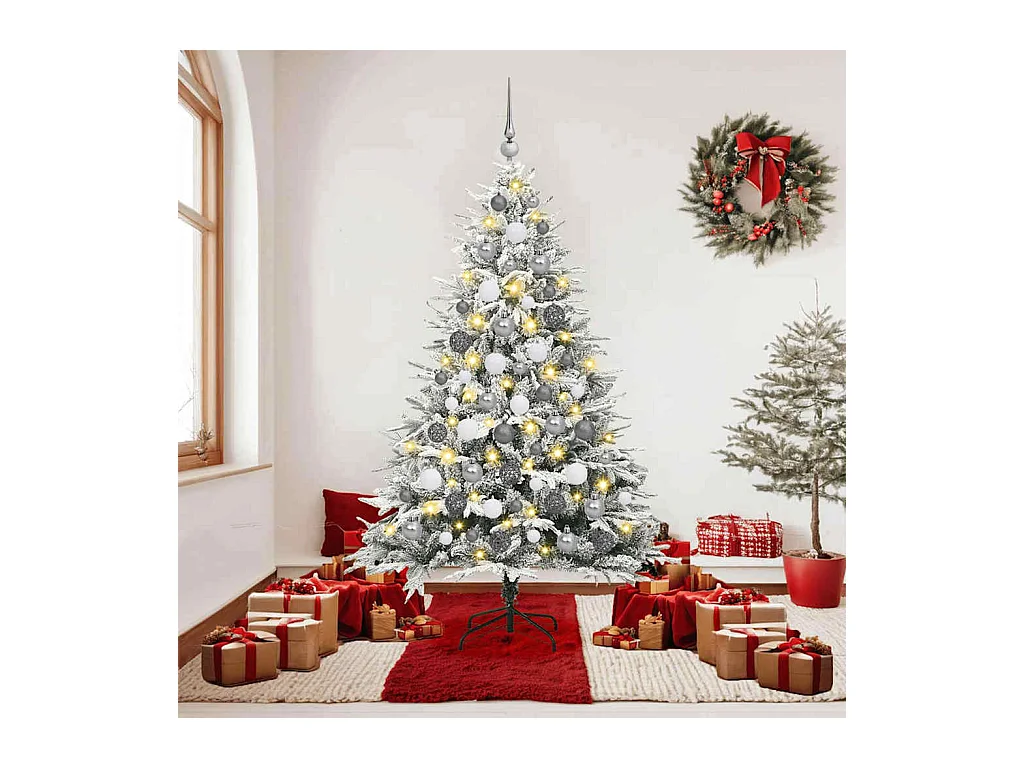 Kunstkerstboom met LED -striplichten Groen en wit 180 cm PVC