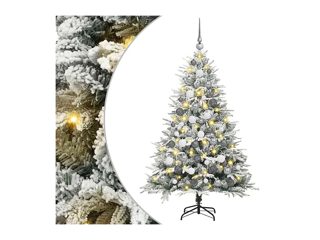 Kunstkerstboom met LED -striplichten Groen en wit 180 cm PVC