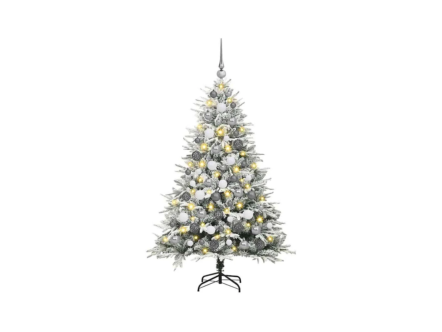 Kunstkerstboom met LED -striplichten Groen en wit 180 cm PVC