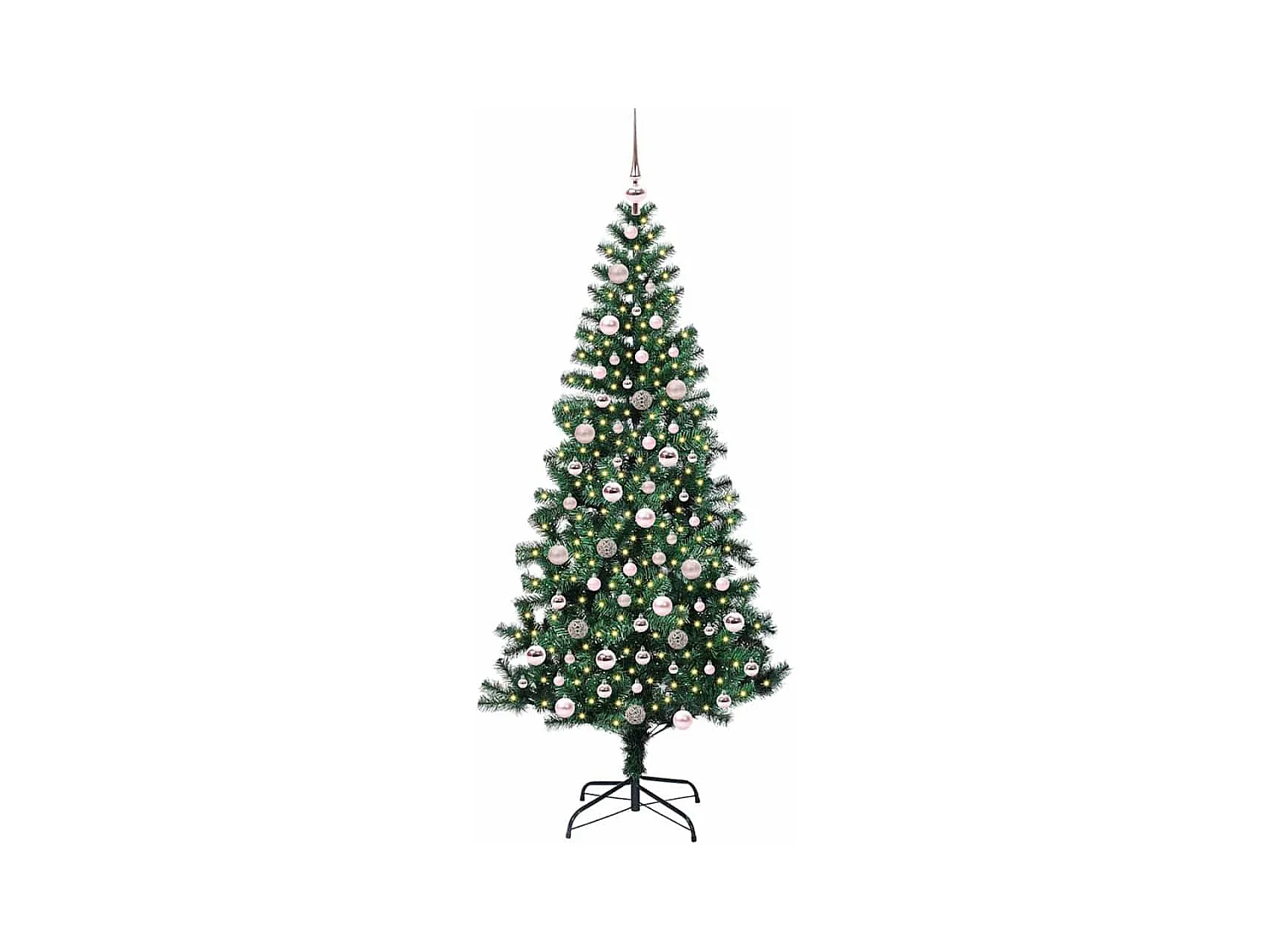 Sapin de Noël artificiel pré-éclairé Vert 210 cm PVC et métal