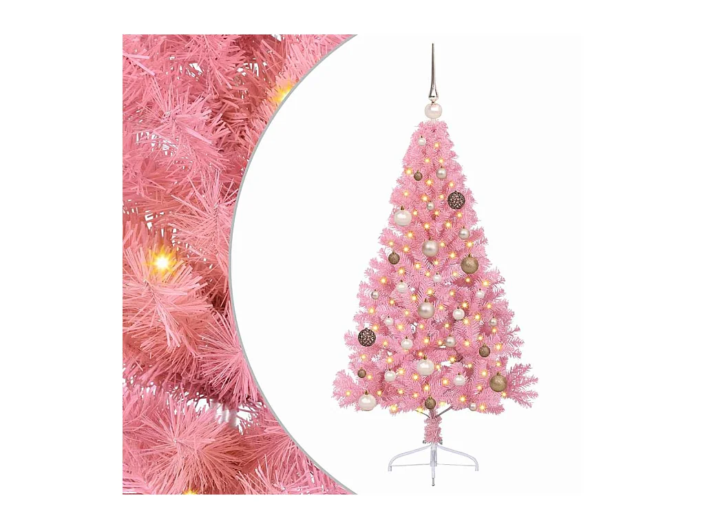 Sapin de Noël artificiel pré-éclairé Rose 150 cm PVC